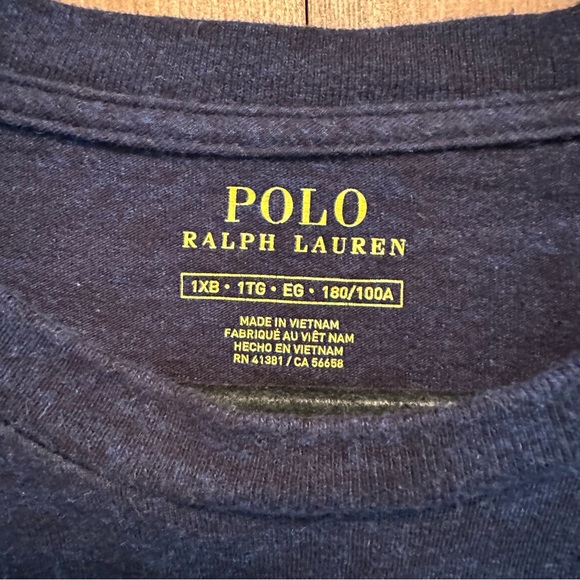 Polo Ralph Lauren heathered navy tee with light blue horse. EUC Size 1X Big - Picture 3 of 4